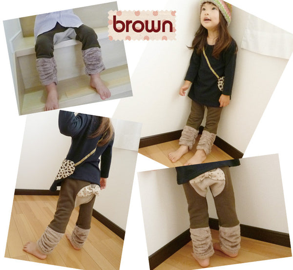 Monkey Pants 4134 - Brown, Pink with Bow